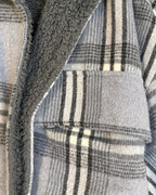Vintage Havana Gray Plaid Sherpa-Lined Shacket - Size M - detail view