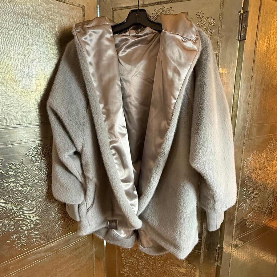 Pretty Rugged Hooded Faux Fur Coat - front view
