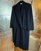John Weitz Vintage Black Wool Maxi Coat - front view