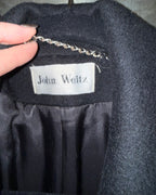 John Weitz Vintage Black Wool Maxi Coat - brand tag photo
