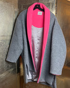 Dudley Stephens Reversible Gray and Hot Pink Blanket Coat Size S - front view