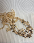 Sequin NYC Bauble Bead Necklace Pink & Cream - front view
