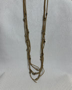 Multi-Strand Faux Suede Cord Beaded Necklace - front view