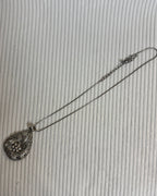 Sterling Silver Marcasite Teardrop Pendant Necklace - front view