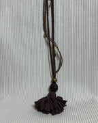 Brown Leather Tassel Pendant Necklace - front view