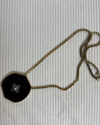 Black Onyx Geometric Pendant Necklace - front view