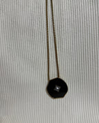 Black Onyx Geometric Pendant Necklace - back view