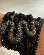 Black Beaded Snake Choker Necklace - back view