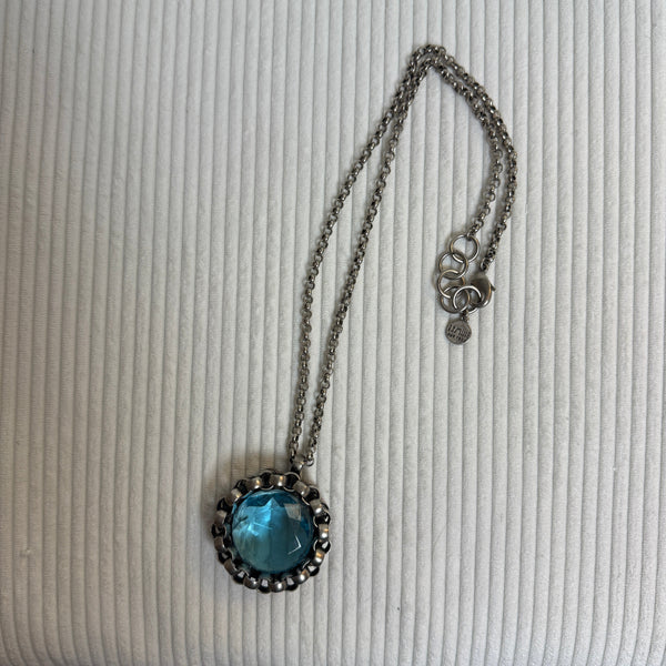 Brighton Twinkle Aqua Crystal Pendant Necklace - front view