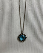 Brighton Twinkle Aqua Crystal Pendant Necklace - back view