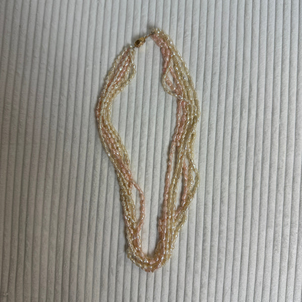 Multi-Strand Freshwater Rice Pearl Necklace - front view