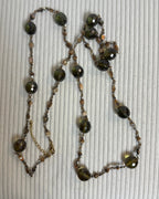Long Green Art Glass Beaded Station Necklace - front view
