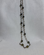 Long Green Art Glass Beaded Station Necklace - back view