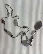 Silpada Long Beaded Pearl and Gemstone Necklace - front view