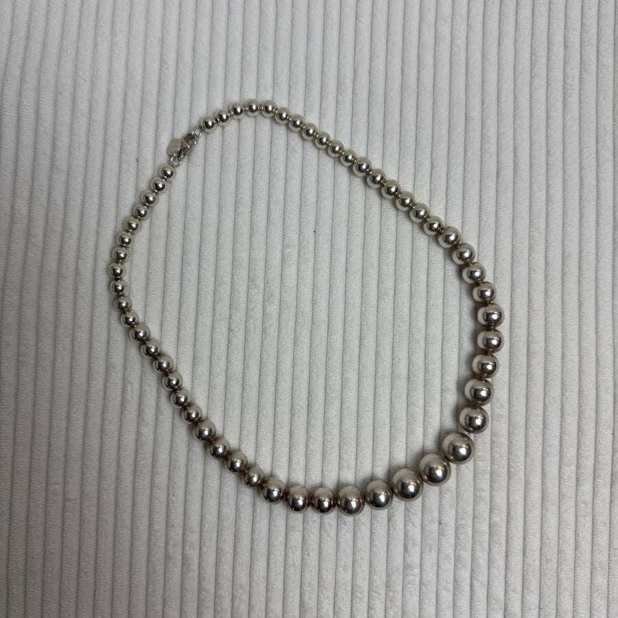 Tiffany & Co. Sterling Silver Graduated Bead Necklace - front view