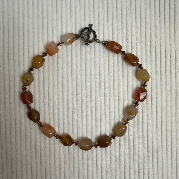 Carnelian Agate Beaded Necklace - front view