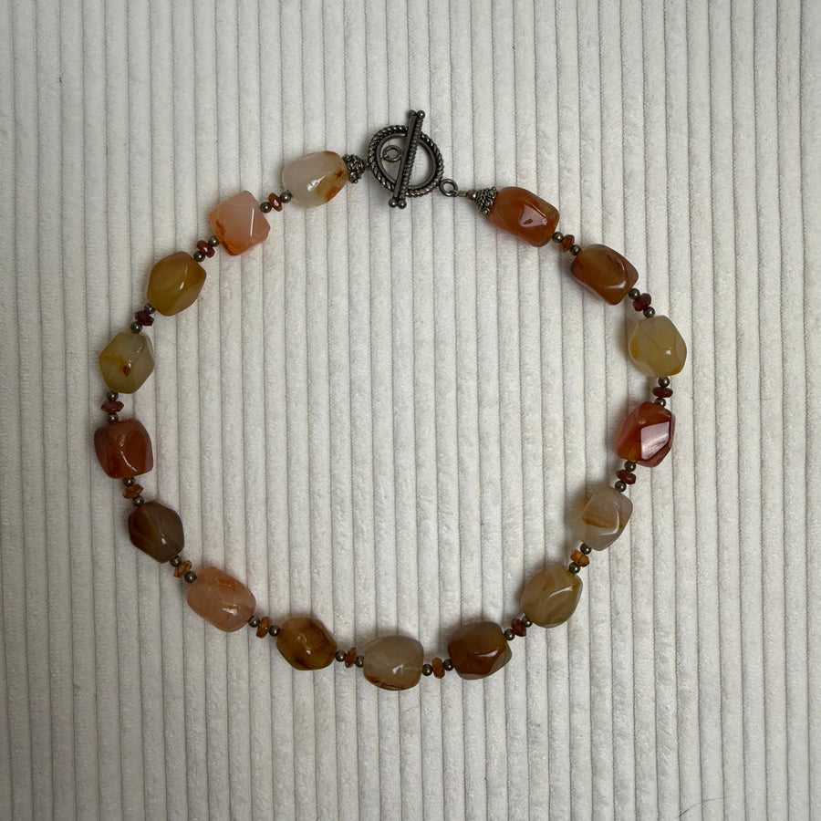 Carnelian Agate Beaded Necklace - front view