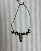 LOFT Chunky Amethyst Quartz Statement Necklace - front view