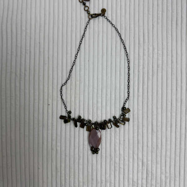 LOFT Chunky Amethyst Quartz Statement Necklace - front view