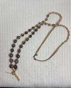 Rustic Wooden Bead Mala Necklace - front view