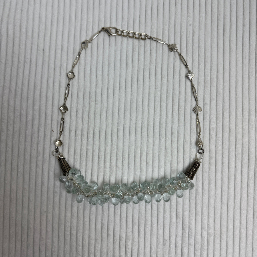 Sterling Silver Aquamarine Gemstone Necklace - front view