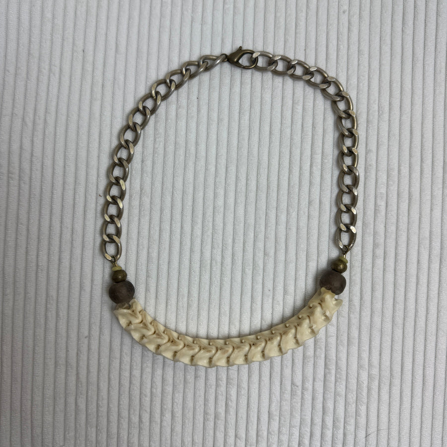 Snake Vertebrae Bone Necklace - front view