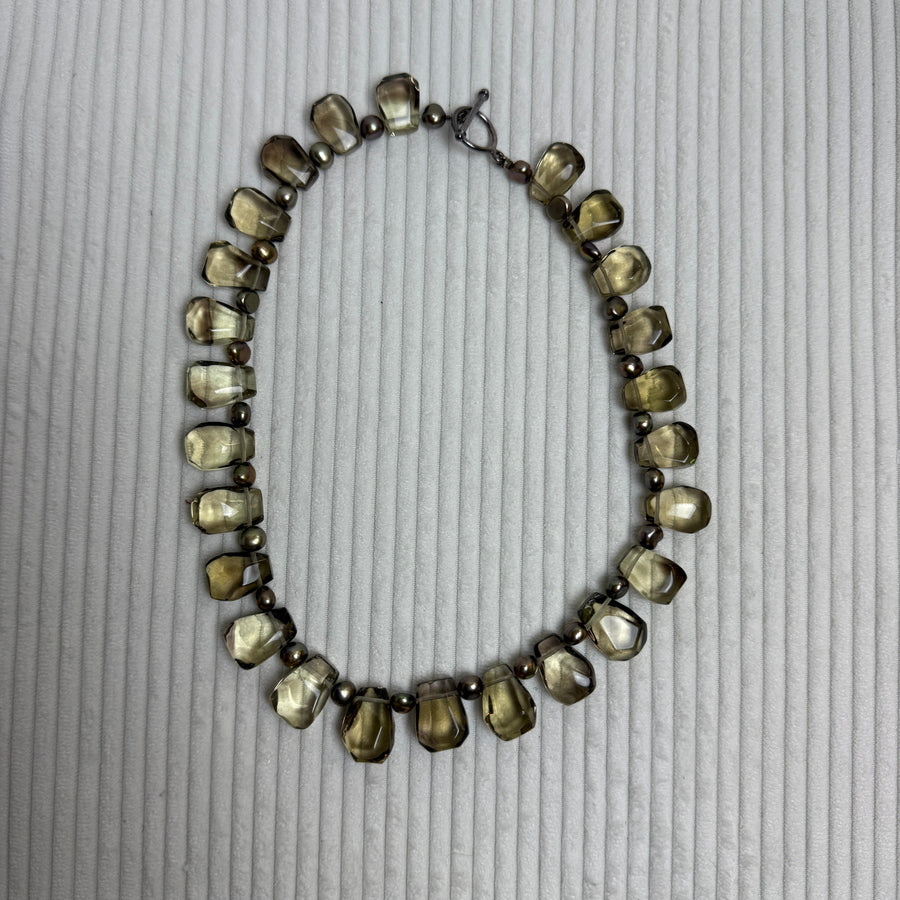 Sterling Silver Smoky Quartz Necklace - front view