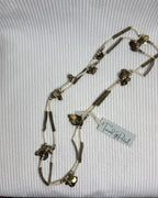 Multi-Strand White Beaded Coin Necklace - front view