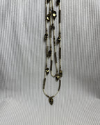 Multi-Strand White Beaded Coin Necklace - back view