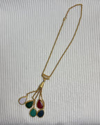 Gold-Tone Multi-Color Teardrop Pendant Necklace - back view
