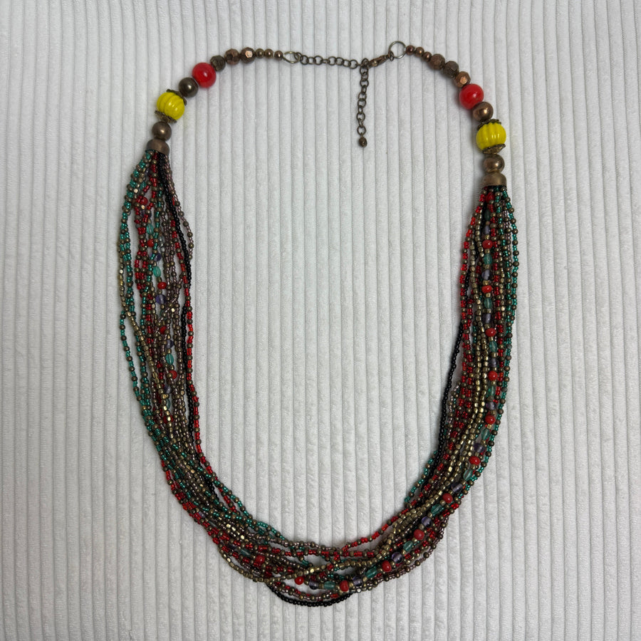 Colorful Multi-Strand Beaded Necklace - front view