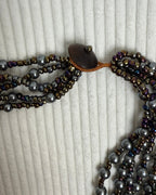 Gray Multi-Strand Pearl Choker Necklace - back view