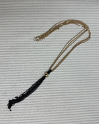 Black Tassel Lariat Necklace - back view