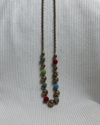 Graziano Mixed Media Beaded Brass Link Necklace - front view