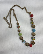 Graziano Mixed Media Beaded Brass Link Necklace - back view