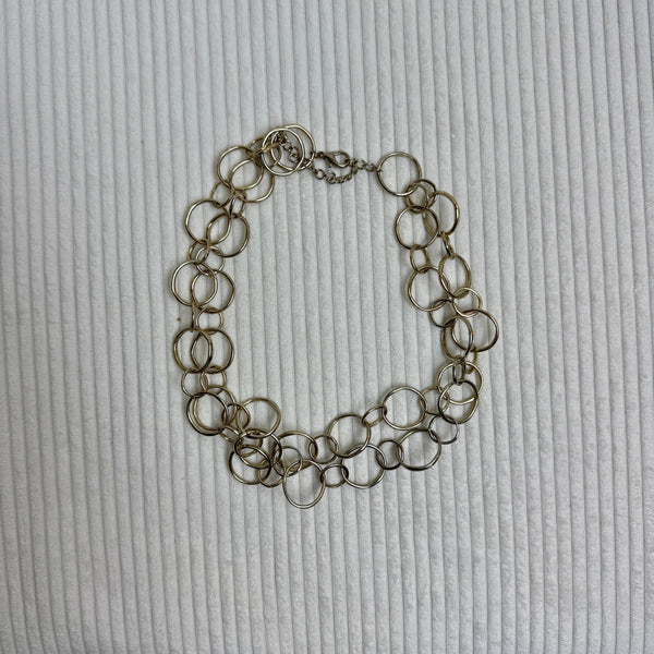Multi-Strand Sterling Silver Circle Link Necklace - front view