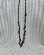 Long Delicate Beaded Charm Necklace - front view