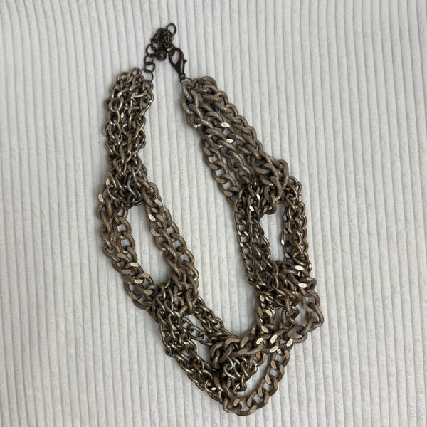 Multi-Strand Silver Rope Chain Necklace - front view