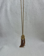 Banana Republic Gold Faux Pearl Tassel Necklace - back view