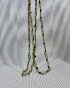 Freshwater Pearl Organza Ribbon Necklace Sage Green - front view