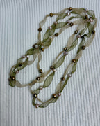 Freshwater Pearl Organza Ribbon Necklace Sage Green - back view