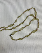 Freshwater Pearl Organza Ribbon Necklace Sage Green - side view