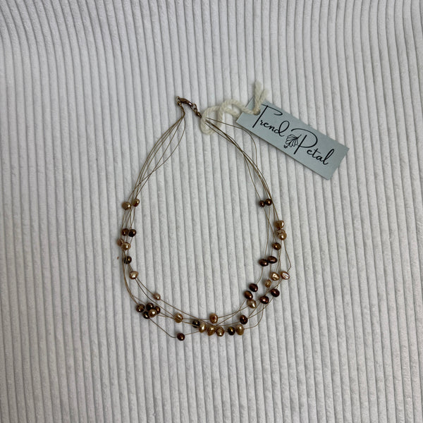 Honora Chocolate Freshwater Pearl Floating Necklace - front view