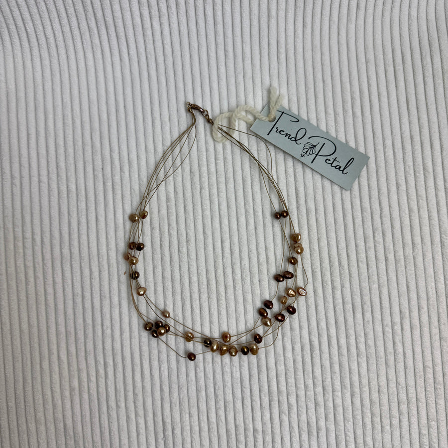 Honora Chocolate Freshwater Pearl Floating Necklace - front view