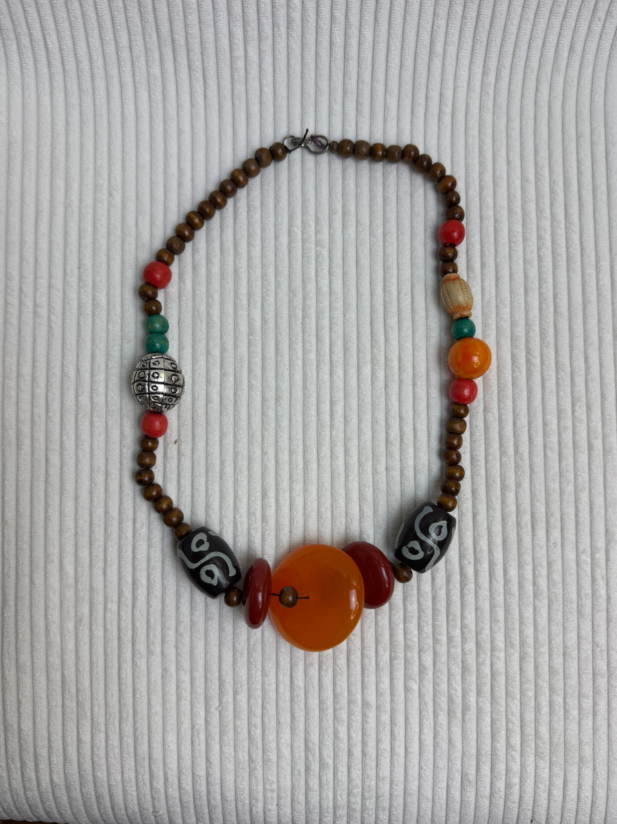 Vintage Moroccan Berber Statement Necklace - front view