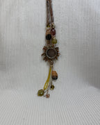 Boho Sun Pendant Beaded Necklace - front view