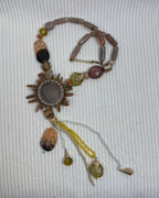Boho Sun Pendant Beaded Necklace - side view