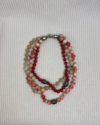 Multi-Strand Carnelian Jasper Beaded Necklace - front view