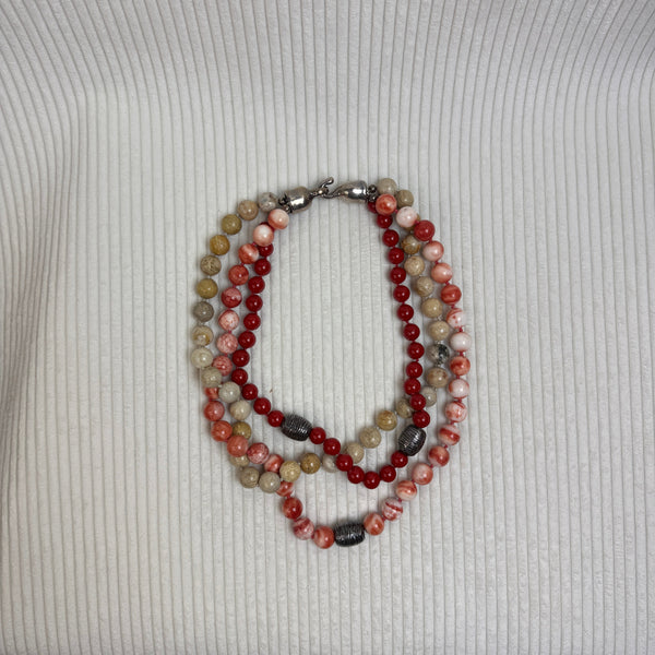 Multi-Strand Carnelian Jasper Beaded Necklace - front view