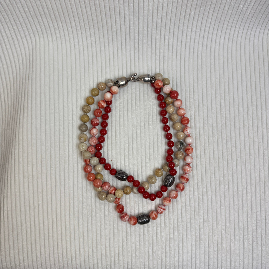 Multi-Strand Carnelian Jasper Beaded Necklace - front view